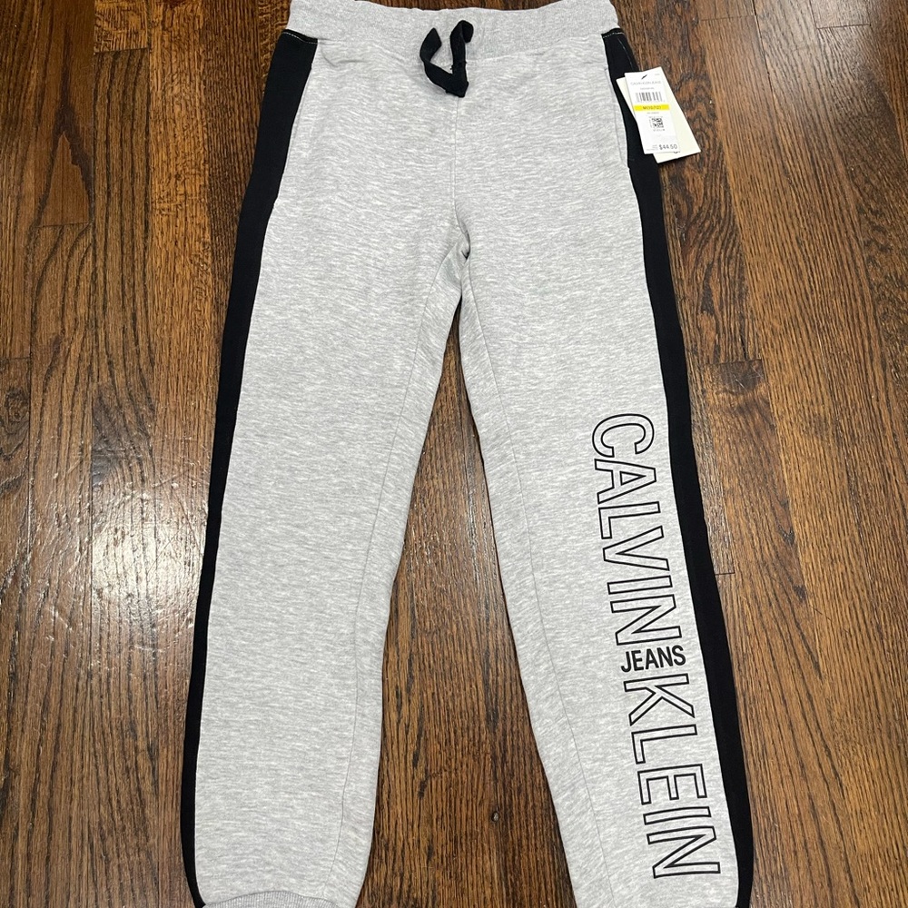 Calvin Klein gray black stripe sweats size M